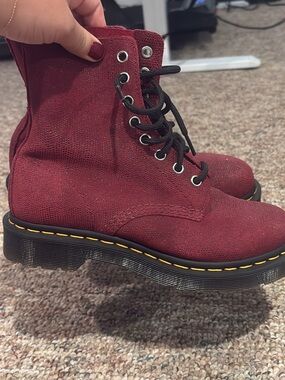 Dr. Martens 1460 Shimmer Burgundy Lace-Up Pascal Combat Boots size 7